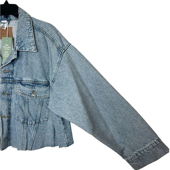 H&M Blue Long Sleeve Oversized Slouchy Boxy Denim Jacket Size Large - Picture 7 of 11